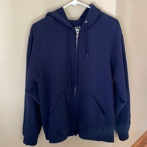 Fruit of the loom zip up, size M, navy blue